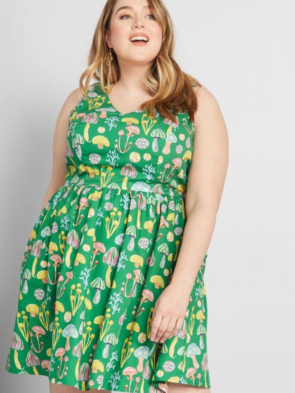 Modcloth "Pleasant Temperament" in Green Mushrooms